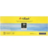 ArtBeek Watercolor Paper Block,3.9" x 9.8" Watercolor Block 20 Sheets 100% Cotton Cold Press 140lb/300GSM