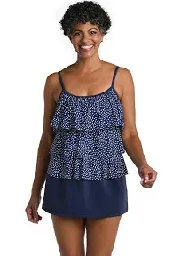 Seaside Dot Triple Tiered Tankini Top