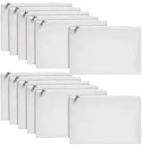 Juvale 12 Pack Blank Canvas Zipper Pouch