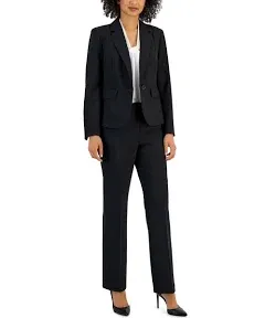 Le Suit Petite One-Button Pantsuit, 2Pc - Black, 10Pus - 97% Polyester