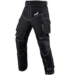 HWK Motorcycle Pants for Men & Women with Cordura Fabric, 32W x 34L - Black