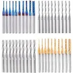 Genmitsu 40pcs End Mills CNC Router Bits, 1/8" Shank CNC Cutter Milling Carving Bit Set Including 2-Flute Flat Nose & Ball Nose End Mill, Nano Blue C