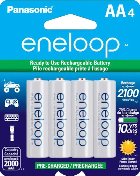 Eneloop Panasonic BK-4MCCA10FA AAA 2100 Cycle Ni-MH Pre-Charged Rechargeable Batteries, 10-Battery Pack