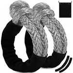 Softive – Soft Shackle ½ x 22 Inch (2 Pack) – 55,000 lbs. Max. Strength Soft Shackle Recovery Rope with Sleeves for SUV ATV Truck Off Road Towing — Gray