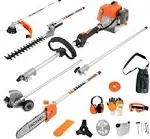 PROYAMA 26cc 6 in 1 Multi Functional Trimming Tools, Gas Hedge Trimmer, Weed Eater, String Trimmer, Brush Cutter, Edger, Pole Saw Chainsaw Pruner with Extension Pole