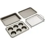 Anolon Advanced Bakeware Nonstick Toaster Oven Pan Set, 4 Piece, Gray