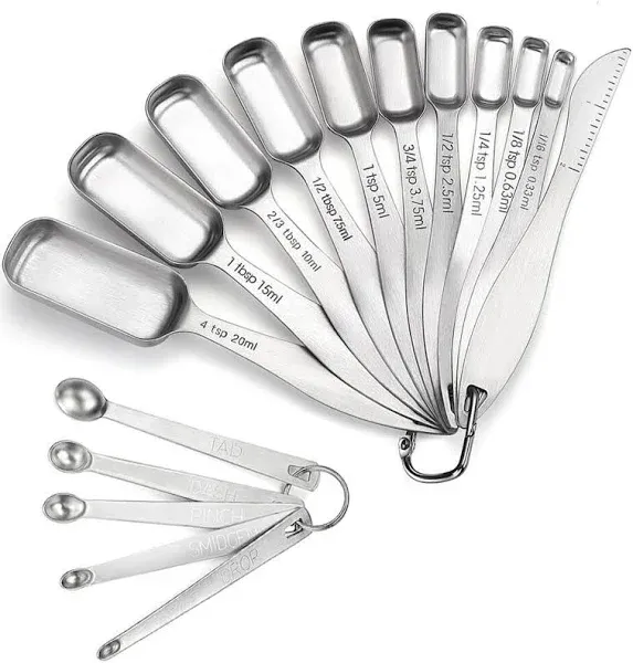 Stainless Steel Measuring Spoons Set of 16 Piece