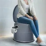 Travel Toilet for Adults Kids with 1.3 Gal. Inner Bucket and Paper Holder with Dual Lids Non- Electric Waterless Toilet