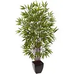 Nearly Natural 5 ft. Bamboo Silk Tree with Planter