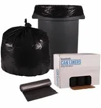 Boardwalk Recycled Low-Density Polyethylene Can Liners, 33 Gallon Garbage Bags, 1.2 mil, 33" x 39", Black, 10 Bags/Roll, 10 Rolls/Carton