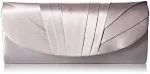 Jessica McClintock Angel Satin Tuxedo Flap Evening Clutch One Size, Silver 