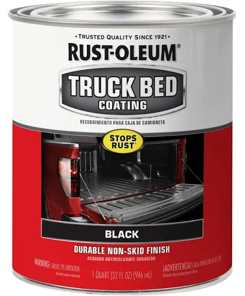 Black Truck Bed Coating Brush or Roll On Liner Trailer Paint Rust-Oleum 32 Ounce