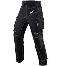 HWK Motorcycle Pants for Men & Women w/Cordura Textile Fabric, 42W x 34L, Black