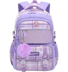 WYCY Kids Backpack School Backpacks for Girls Large Bookbags for Teen Girls Cute Book Bag with Compartments (Lattice Pink)