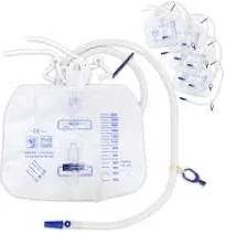 2000ml Urinary Drainage Bag - Anti-Reflux Chamber - 5 Pack - Medical Supplies