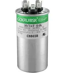 CBB65 AC Condenser Capacitor,45+5 UF 45/5 MFD ±6% 370/450v Run Capacitor,Condenser Straight Cool,Heat Pump, Air Conditioner,HVAC Capacitor -