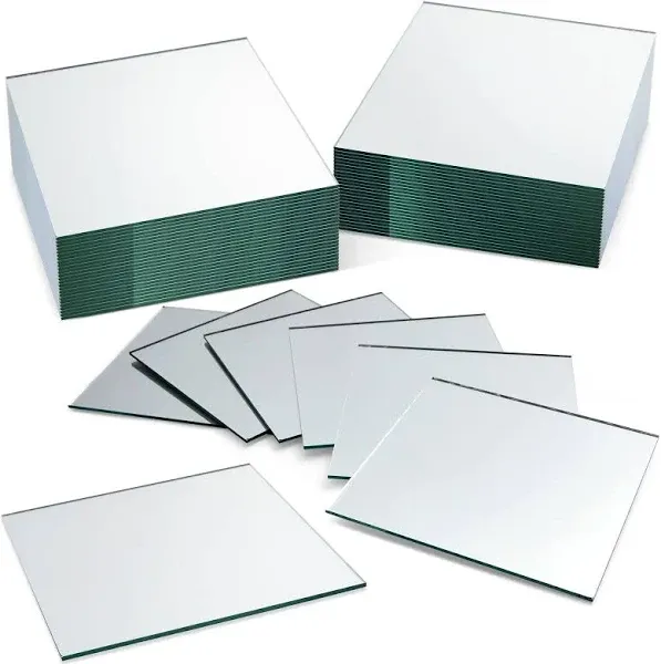 50 Pack Square Mirror Tiles 3 Inches Small Glass Mirrors for Crafts DIY Projec