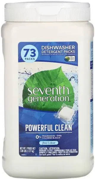 Seventh Generation Dishwasher Detergent Packs for Sparkling Dishes Free & Clear Dishwasher Tabs 45 Count