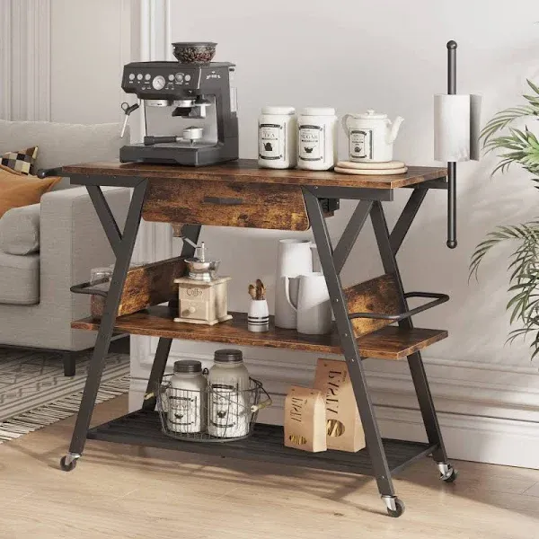 Bestier Coffee Bar Stand Kitchen Island with Drawer