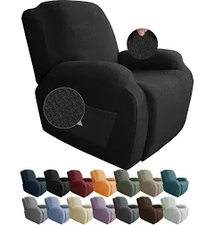 JIVINER Newest Design 4-Piece Recliner Chair Covers Stretch Jacquard Covers for Recliner Chair Recliner Slipcovers for Living Room Soft Recliner