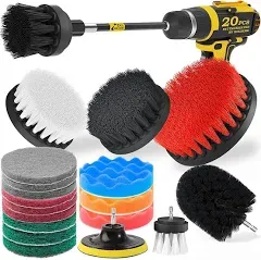 Holikme 20Pack Drill Brush Attachments Set, Scrub Pads &amp; Sponge, Buffing Pads...