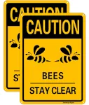 Caution Bees Stay Clear Sign,14 x 10 inches,Reflect<wbr/>ive 14x10 inches 