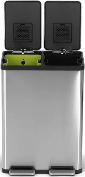 Simpli-Magic 60 Liter / 16 Gallon Rectangular Hands-Free Dual Compartment Recycling Kitchen Step