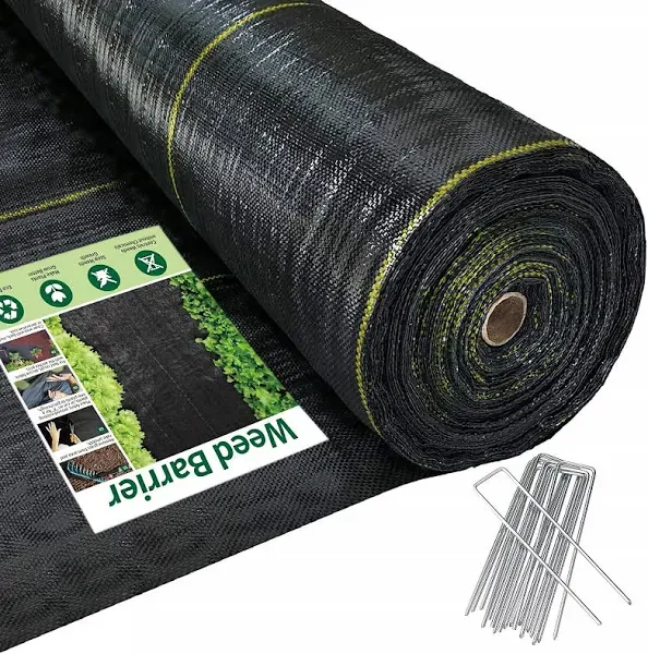 6ft x 300ft Weed Barrier Landscape Fabric, 3.2 OZ Heavy Duty Gardening Ground Cover Mat, Woven Geotextile Fabric Mulch Cloth, Black Garden Bed Liner for Landscaping, Driveway, Farm, Greenhouse