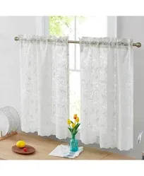 HLC.ME Joyce Lace Sheer Kitchen Cafe Curtain Tiers