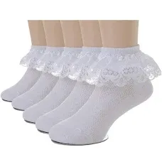 Xiyadun 5 Pairs Toddler Baby & Child Girls Ruffle Lace Ankle Cotton Dress Socks