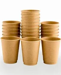 12 oz Kraft Paper Coffee Cup - Double Wall - 3 1/2" x 3 1/2" x 4 1/4" - 500 count box