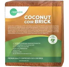 Premium Coco Coir Brick - 10 Pound / 4.5kg Coconut Coir - 100% Organic and Eco-Friendly - Omri Listed - Natural Compressed Growing Medium - Potting