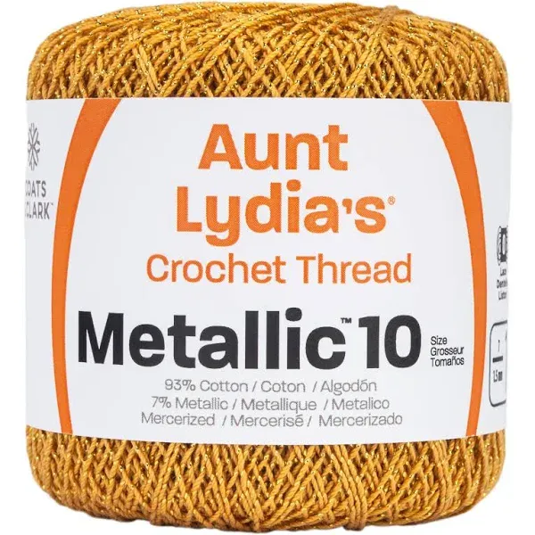 Aunt Lydia's Metallic Crochet Thread Size 10 Natural & Gold