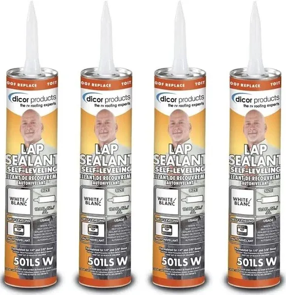 RV - Trailer /  Self Leveling Lap Sealant - Use on Rubber Roofs &amp; More - White