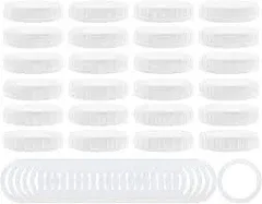 Cornucopia Brands Wide Mouth Plastic Mason Jar Lids with Silicone Seal Rings (24-Pack)