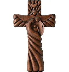 BGCOPPER Holy Family Wall Cross, Handmade Wooden Cross Wall Crucifix, Jesus Cross Wall Decor Art for Home Room Decor Christmas Gifts - 10 Inch