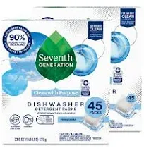 Seventh Generation Dishwasher Detergent Packs, Free &amp; Clear, 45 count