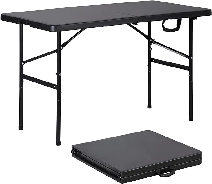 4ft Portable Plastic Folding Table Rectangular for Camping Picnic Party W/Handle