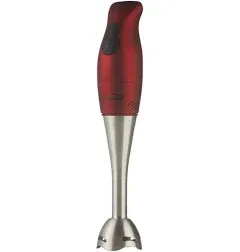 Hand Immersion Blender 2-Speed Stainless Steel Blade &amp; Shaft NIB Red