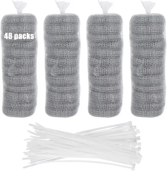 48 PCS Lint Traps Washing Machine Lint Trap Stainless Steel lint Snare Traps Laundry Mesh Washer Hose Filter Washing Machine Lint Snare, Lint Traps Hose Screen Filter Catcher with 48 Nylon Cable Ties