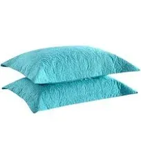 2-Piece Embroidered Pillow Shams, Queen Decorative Microfiber Pillow Shams Set S