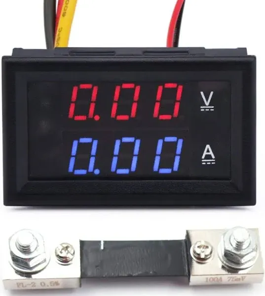 JacobsParts DC 100V 100A Voltmeter Ammeter Dual LED Display Panel Volt Guage Amp Meter Voltage Current Tester with Shunt