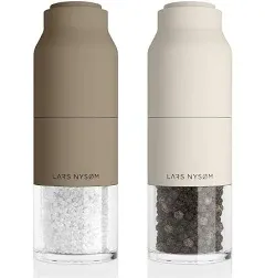 LARS NYSØM Salt and Pepper Grinder Set Stainless Steel with Adjustable Grinder I Bottle Design Spice Mills Set Manual (Almond Beige)