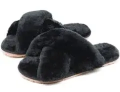 Crazy Lady Women's Fuzzy Fluffy Plush Memory Foam Slippers