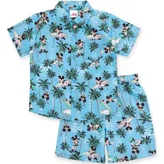 Disney Mickey Mouse Toddler Boys Hawaiian Button Down Shirt and Shorts