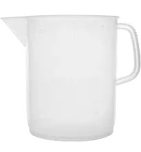 Measuring Jug, 5000 ml, Short Form, Euro Design, Polypropylene, Molded Graduations, Chemical Resistant, Autoclavable, Handle