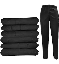 Natural Uniforms Classic 6 Pocket Black Chef Pants with Multi-Pack Quantities Available