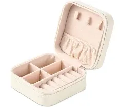 Portable Travel Mini Jewelry Box Leather Jewellery Ring Organizer Case Storage Gift Box Girls Women (black).