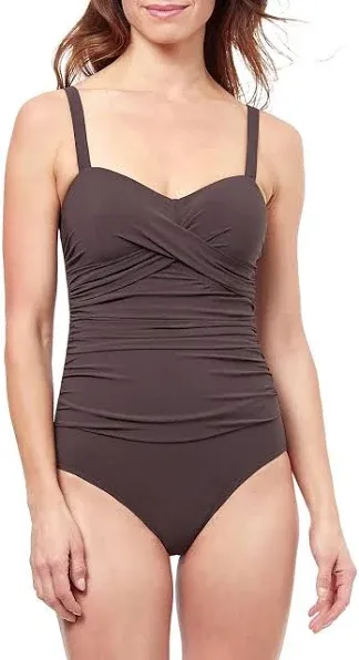 "Women's Tutti Frutti D-cup Twist-front One-piece Swimsuit In Espresso"