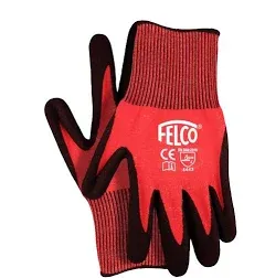 Felco - F701XL - Workwear Gloves of 13 Gauge JPPE Knitted With Nitrile Coating, Red and Black, Size Extra Large